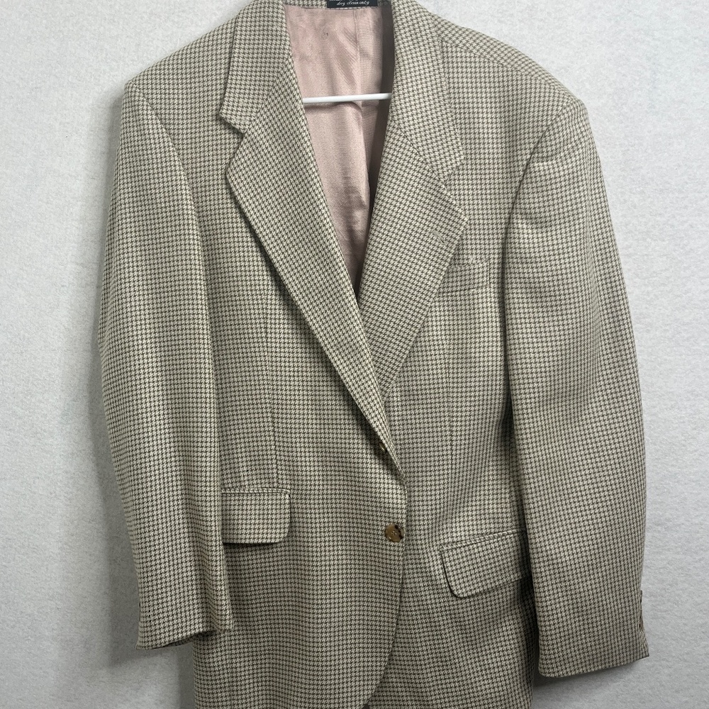 Vintage Gianfranco Ruffini Blazer Houndstooth Italy Wool Jacket - Picture 1 of 11